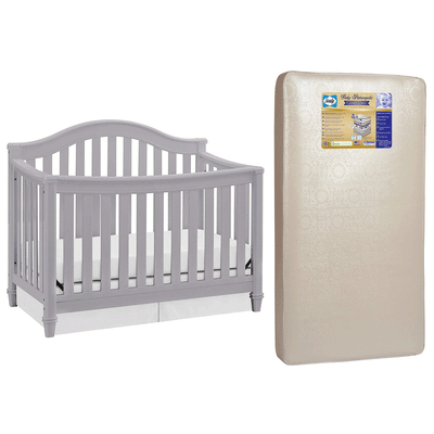 Thomasville Kids Auburn 4 in 1 Crib, Pebble Gray & Sealy Posturepedic Mattress - VMInnovations