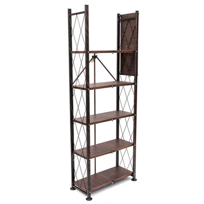 Origami 6 Tier Classic Steel Bookcase Organizer Storage Rack, Bronze (2 Pack)