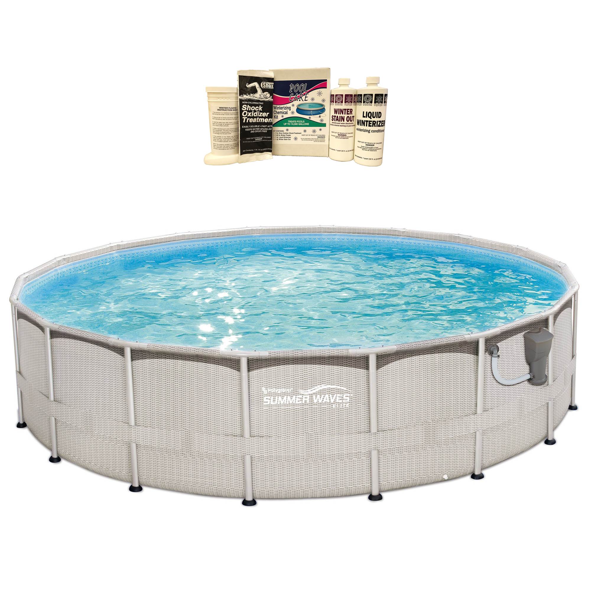 Summer Waves 18ft x 48in Above Ground Swimming Pool w/ Ladder & Winterizing Kit