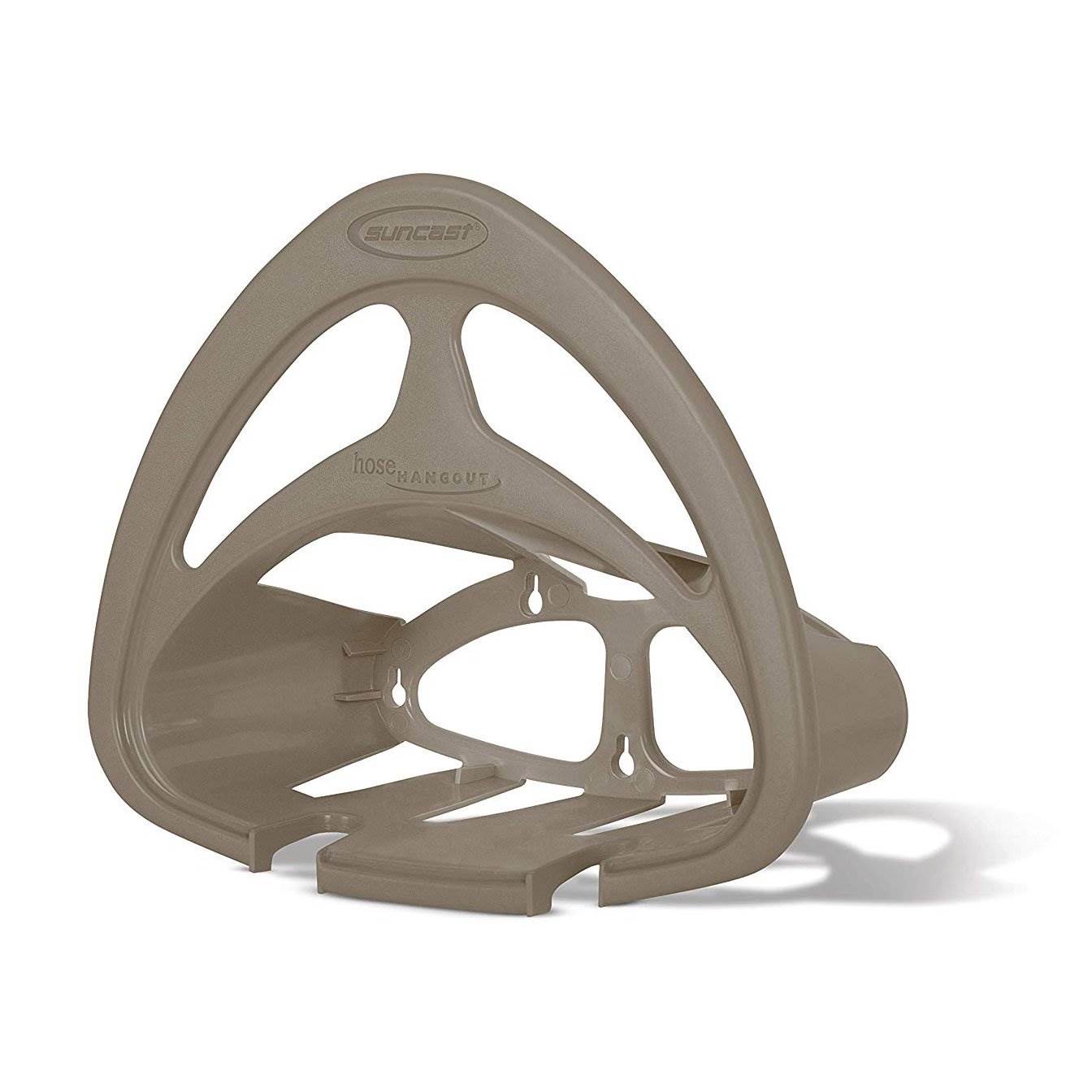Suncast Hangout HH150 Outdoor Wall Mounted Garden Hose Holder with Shelf, Taupe - VMInnovations