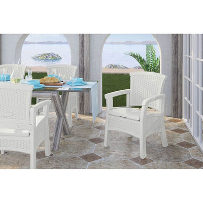 Suncast Elements Durable Resin Outdoor Patio Dining Chair, White (Open Box)