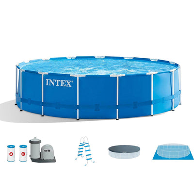 Intex 18' x 4' Frame Above Ground Pool w/ Pump, Ladder, Cover, & Winterizing Kit