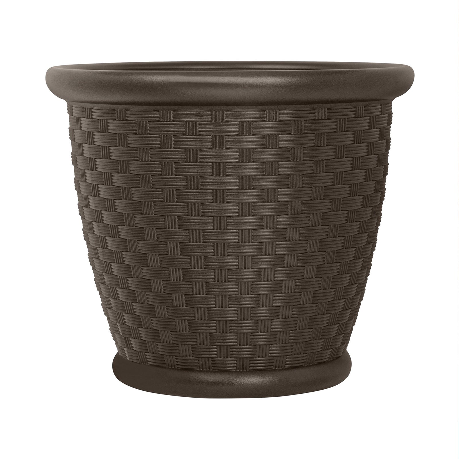 Suncast Sonora 22 Inch Resin Wicker Decorative Garden Flower Planter, Dark Brown - VMInnovations