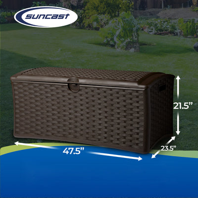 Suncast 72 Gallon Capacity Resin Wicker Patio Storage Deck Box, Brown (Used)