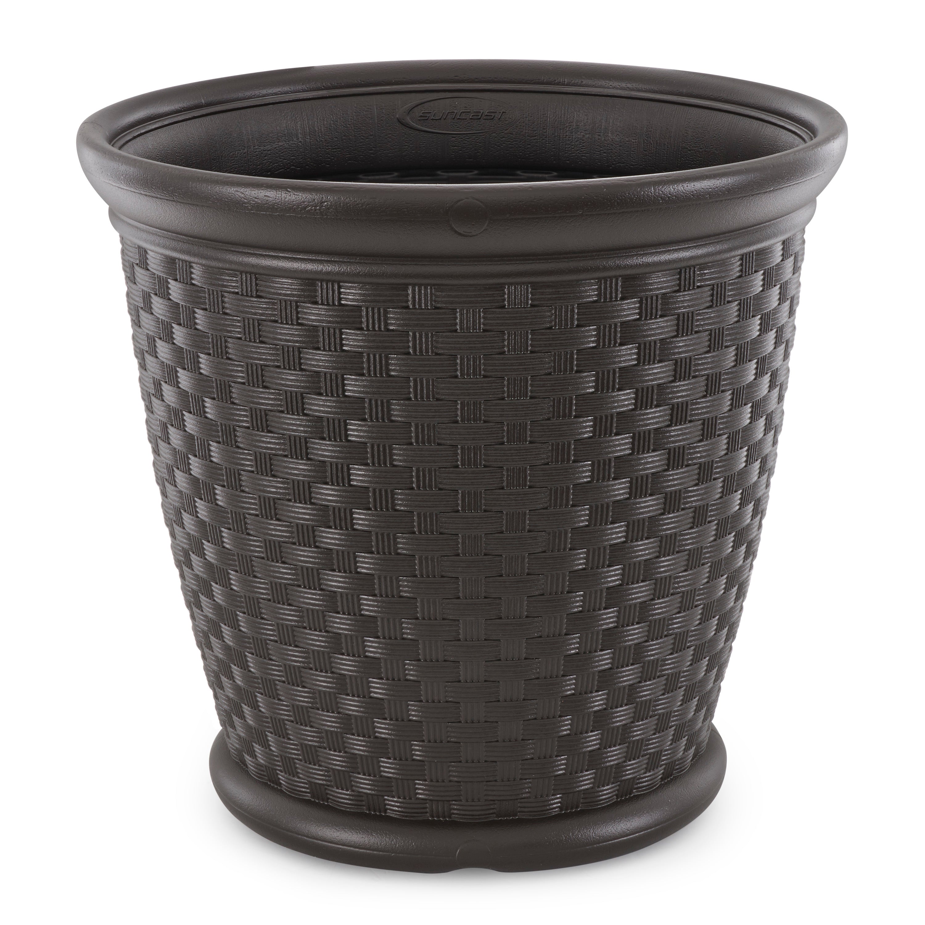 Suncast Sonora 22 Inch Resin Wicker Garden Flower Planter, Java (Used)
