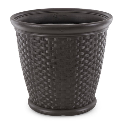 Suncast Sonora 22 Inch Resin Wicker Garden Flower Planter, Java (Used)