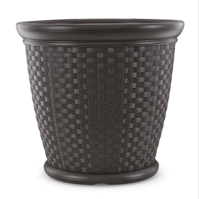 Suncast Sonora 22 Inch Resin Wicker Garden Flower Planter, Java (Used)