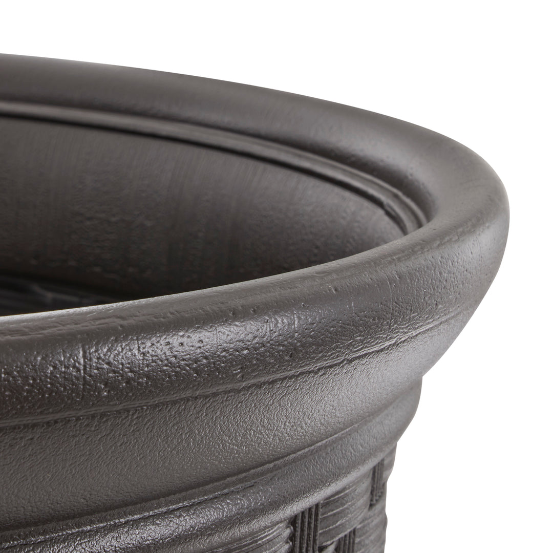 Suncast Sonora 22 Inch Resin Wicker Decorative Garden Planter, Java (2 Pack) - VMInnovations