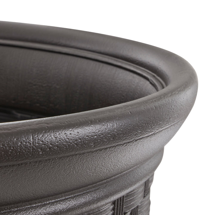 Suncast Sonora 22 Inch Resin Wicker Decorative Garden Planter, Java (2 Pack) - VMInnovations