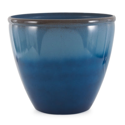 Suncast 16 Inch Ombre Decorative Durable Resin Planter, Blue and Brown  (3 Pack)