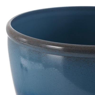 Suncast 16 Inch Ombre Decorative Durable Resin Planter, Blue and Brown  (3 Pack)