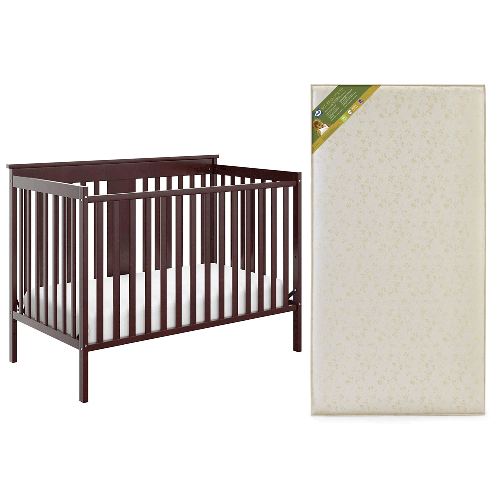 Storkcraft Mission Ridge 4 in 1 Bed, Espresso & Sealy Soybean Crib Mattress