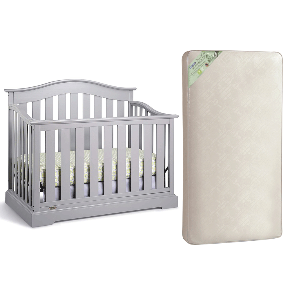 Graco Westbrook 4 in 1 Crib, Pebble Gray & Kolcraft Pure Sleep Crib Mattress