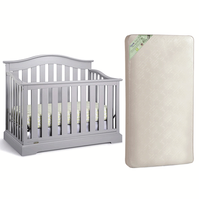 Graco Westbrook 4 in 1 Crib, Pebble Gray & Kolcraft Pure Sleep Crib Mattress
