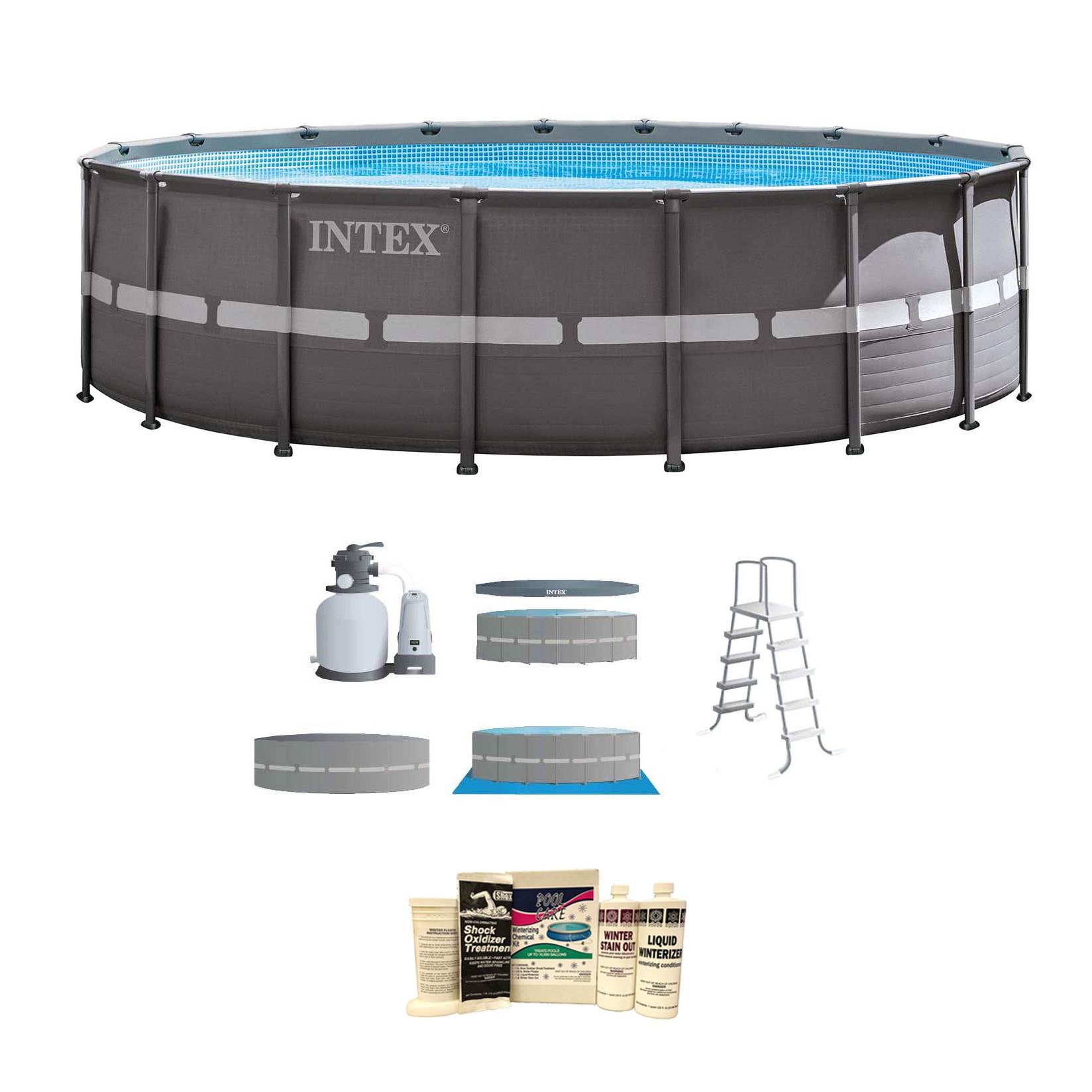 Intex 18ft x 52in Ultra Frame Above Ground Pool with Sand Pump & Winterizing Kit