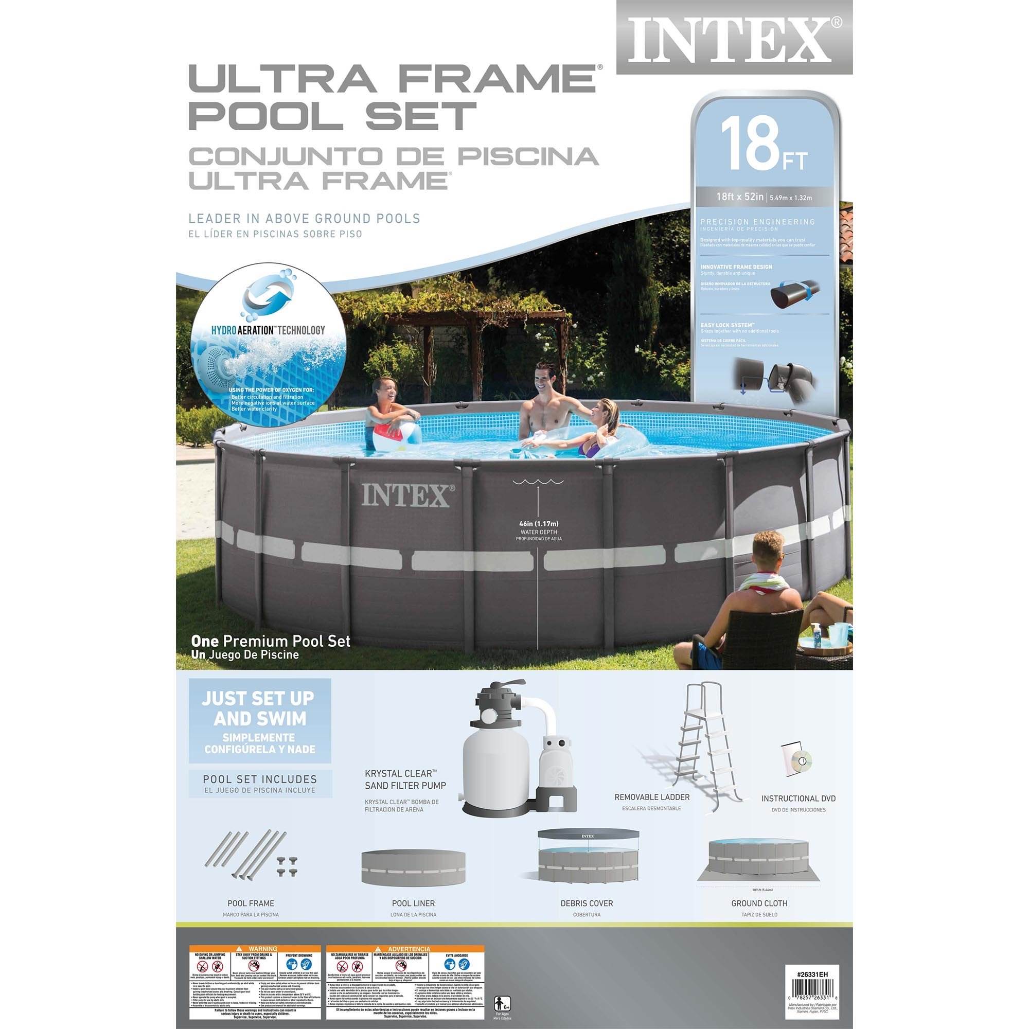 Intex 18ft x 52in Ultra Frame Above Ground Pool with Sand Pump & Winterizing Kit