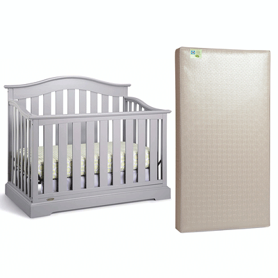 Graco Westbrook 4 in 1 Convertible Crib, Pebble Gray & Sealy Soybean Mattress - VMInnovations