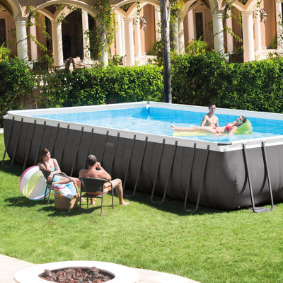 Intex 32x16x4.3 Foot Ultra Frame Rectangle Pool Set with Pump & Winterizing Kit
