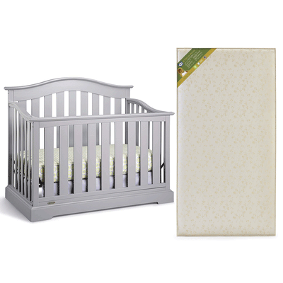 Graco Westbrook 4 in 1 Convertible Crib, Pebble Gray & Sealy Soybean Mattress - VMInnovations