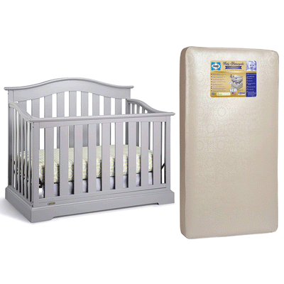 Graco Westbrook 4 in 1 Crib, Pebble Gray & Sealy Posturepedic Crib Mattress - VMInnovations
