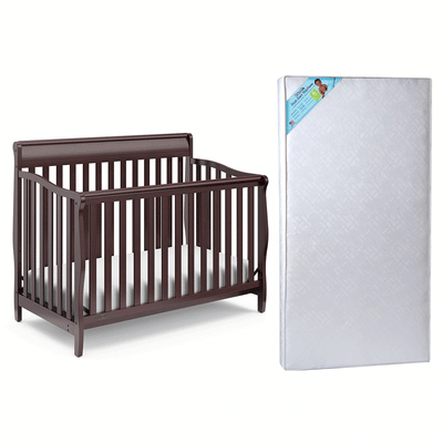Graco Stanton 4 in 1 Convertible Crib, Espresso & Kolcraft Fresh Start Mattress - VMInnovations