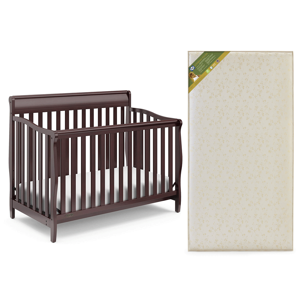 Graco Stanton 4 in 1 Convertible Crib, Espresso & Sealy Soybean Crib Mattress