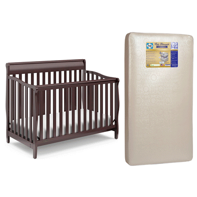 Graco Stanton 4 in 1 Convertible Crib, Espresso & Sealy Posturepedic Mattress
