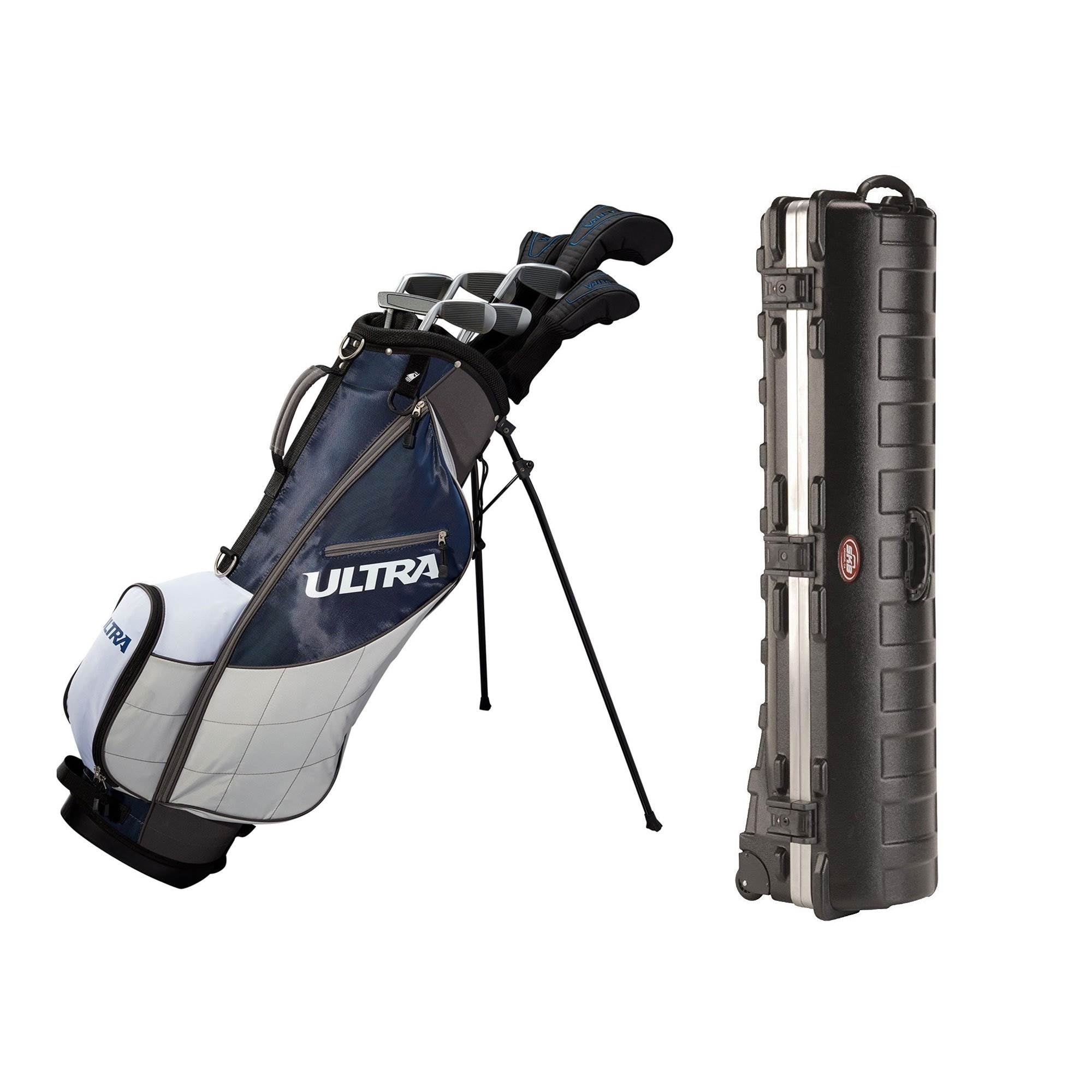 Wilson Mens 13 Piece Left Handed Golf Club Set, Deepwater & Wheeled Travel Case