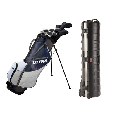 Wilson Mens 13 Piece Left Handed Golf Club Set, Deepwater & Wheeled Travel Case