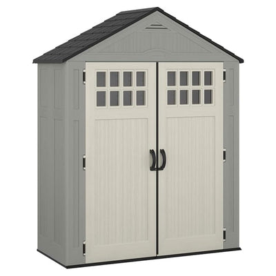 Suncast Everett 6 x 3 ft. Storage Equipment Shed w/Double Door Entry, Dove Gray - VMInnovations
