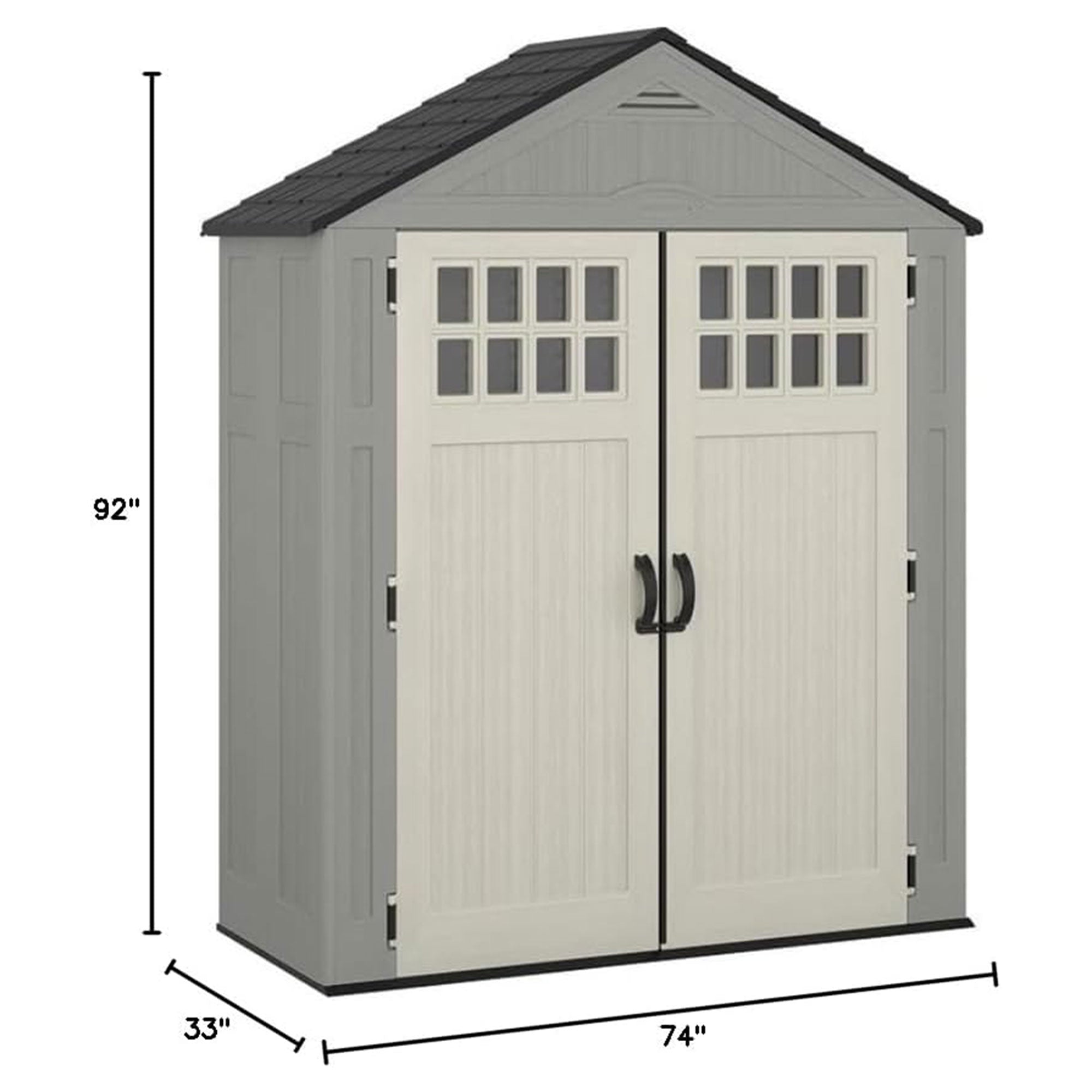 Suncast Everett 6 x 3 ft. Storage Equipment Shed w/Double Door Entry, Dove Gray - VMInnovations