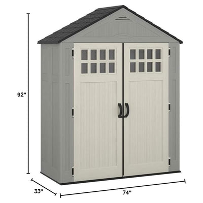 Suncast Everett 6 x 3 ft. Storage Equipment Shed w/Double Door Entry, Dove Gray - VMInnovations