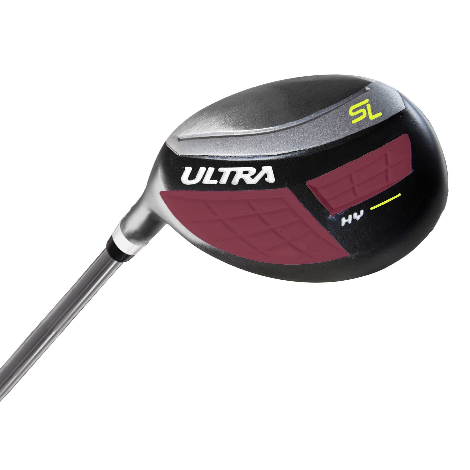 Wilson Ultra Womens Left Handed Golf Club Set, Plum & Wheeled Golf Travel Case