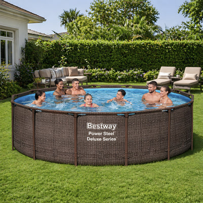 Bestway Power Steel 14' x 42" Above Ground Outdoor Swimming Pool Set with Pump