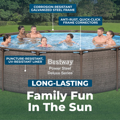 Bestway 14' x 42" Power Steel Deluxe Above Ground Swimming Pool & Pump (Used)