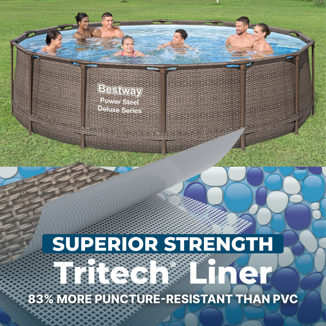 Bestway Power Steel 14' x 42" Above Ground Outdoor Swimming Pool Set with Pump