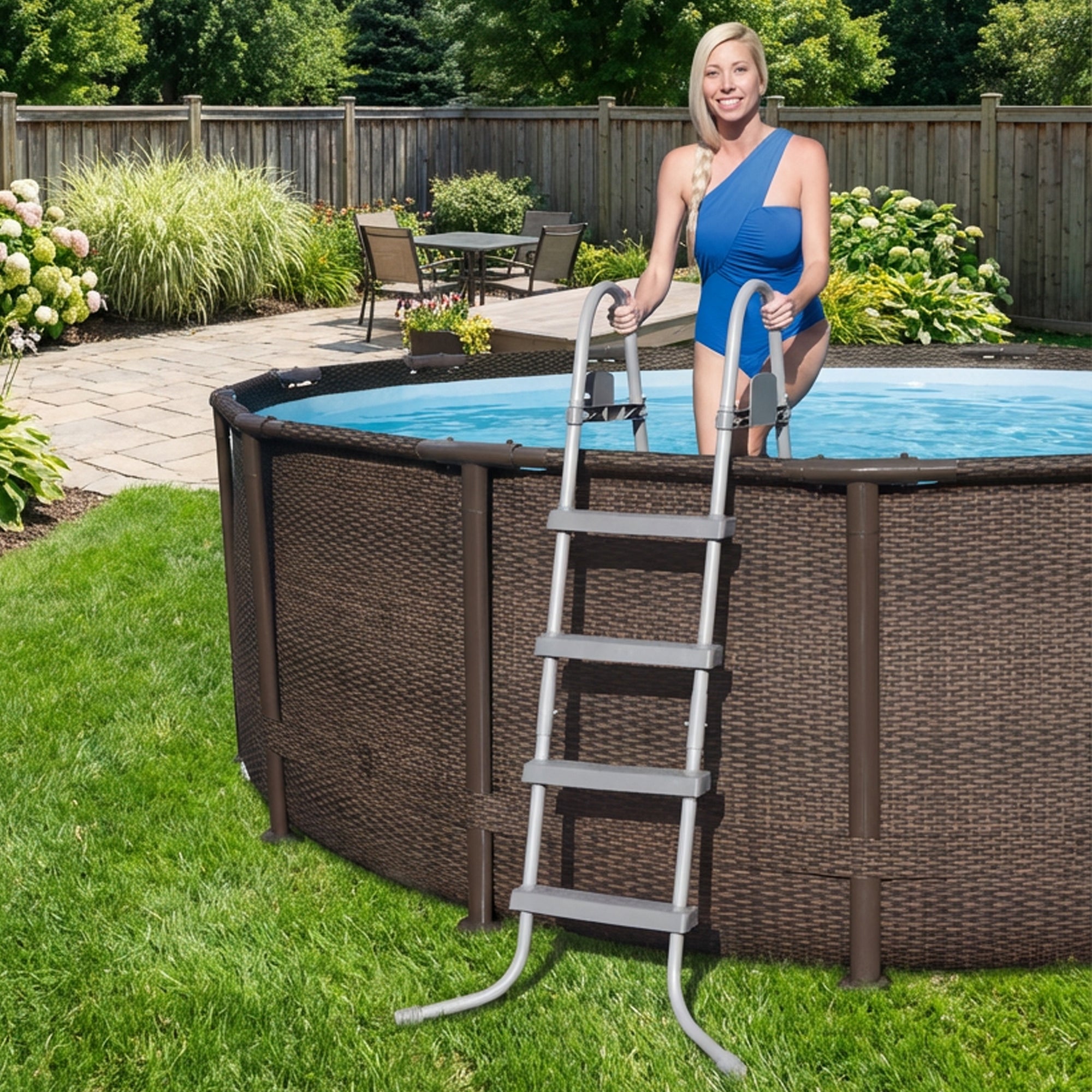Bestway 14' x 42" Power Steel Deluxe Above Ground Swimming Pool & Pump (Used) - VMInnovations