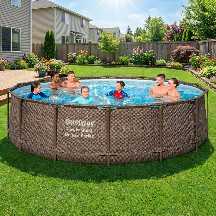 Bestway 14' x 42" Power Steel Deluxe Above Ground Swimming Pool & Pump (Used) - VMInnovations