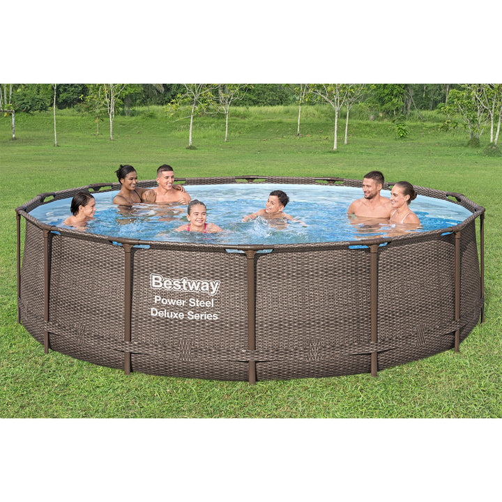 Bestway 14' x 42" Power Steel Deluxe Above Ground Swimming Pool & Pump (Used)