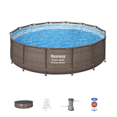 Bestway 14ft x 42in Power Steel Deluxe Above Ground Pool Set and Pump (Used)