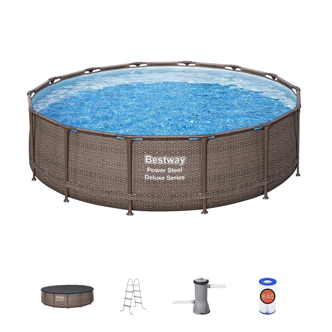 Bestway 14ft x 42in Power Steel Deluxe Above Ground Pool Set and Pump (Used) - VMInnovations