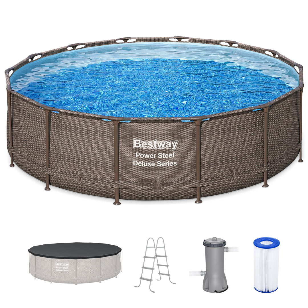 Bestway 14' x 42" Power Steel Deluxe Above Ground Swimming Pool & Pump (Used) - VMInnovations
