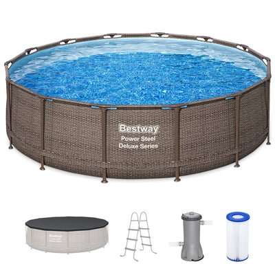 Bestway Power Steel Deluxe Series 14 Foot x 42 Inch Round Pool Set (Open Box)