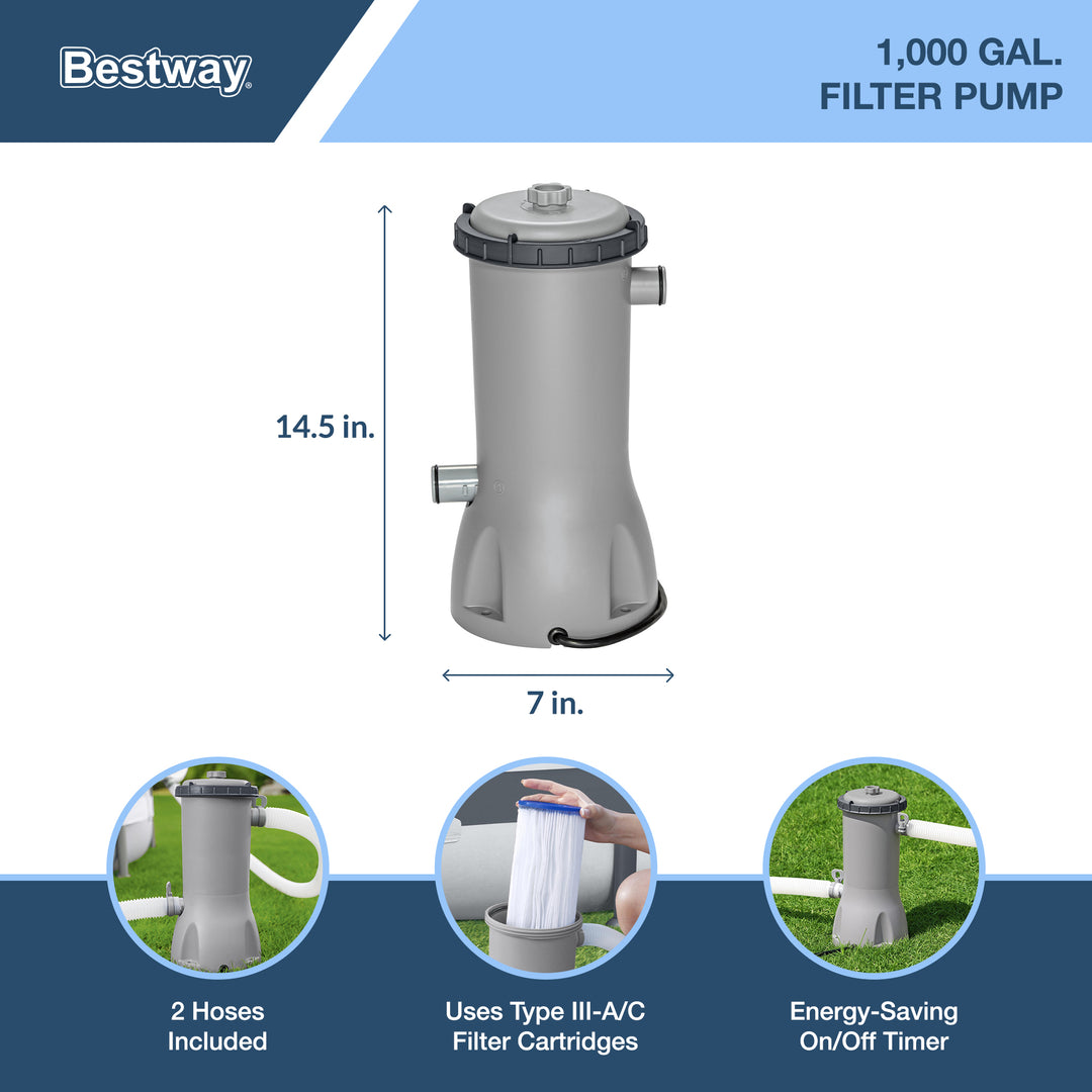 Bestway Power Steel 14' x 42" Above Ground Outdoor Swimming Pool Set with Pump