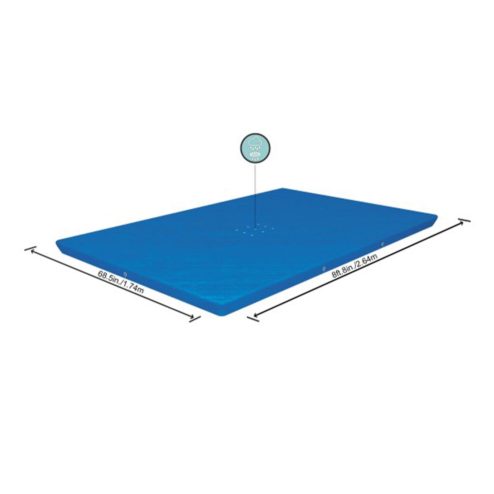 Bestway Rectangular 118" x 79" Above Ground Outdoor Swimming Pool Cover, Blue - VMInnovations