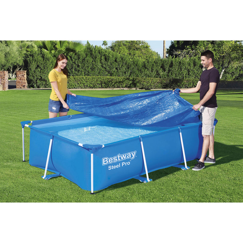 Bestway Flowclear Pro Rectangular Above Ground Swimming Pool Cover, Blue (Used)
