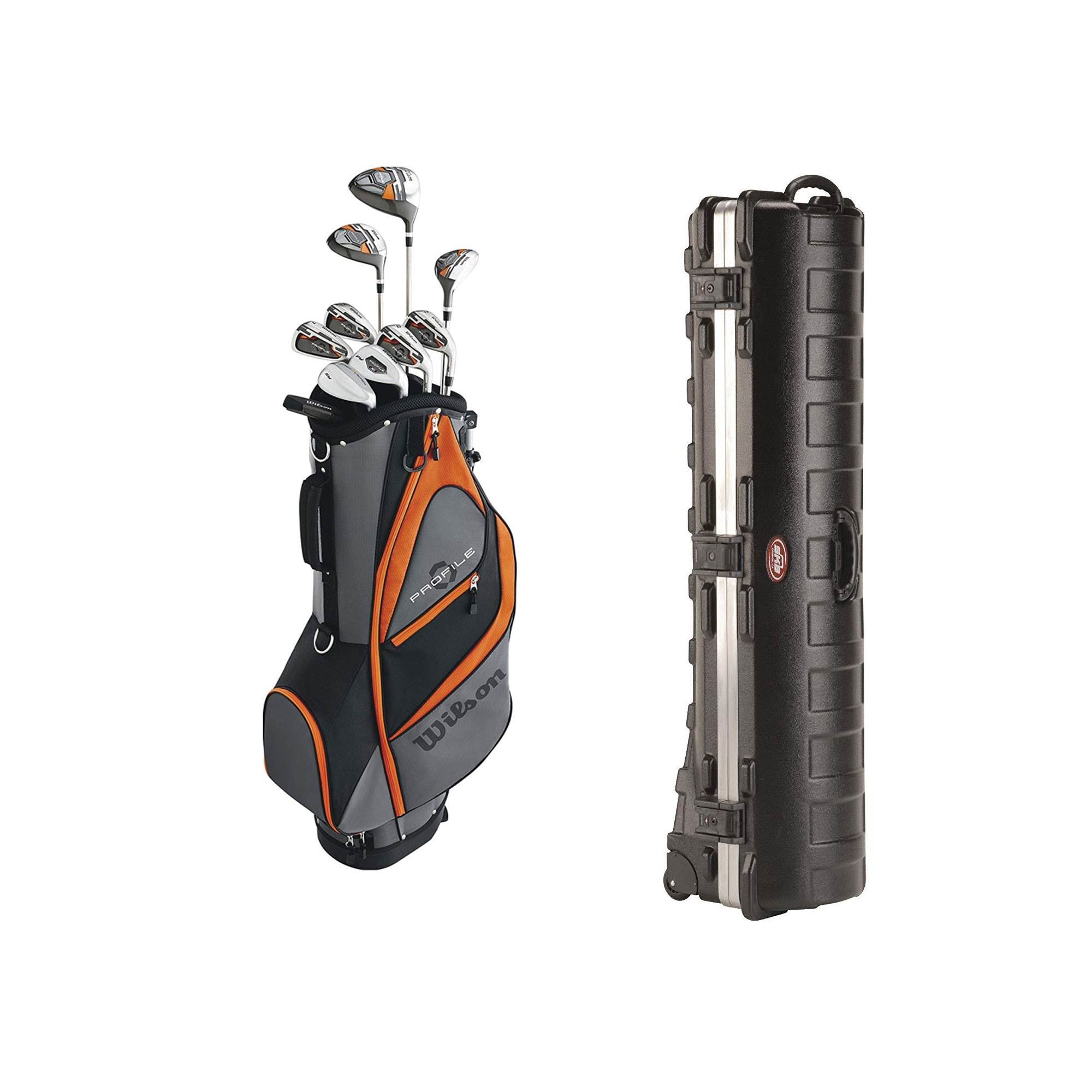 Wilson Profile Teen Right Handed Golf Club Set, Orange & Wheeled Travel Case