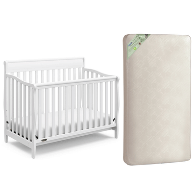 Graco Stanton 4 in 1 Convertible Crib, White & Kolcraft Pure Sleep Crib Mattress - VMInnovations