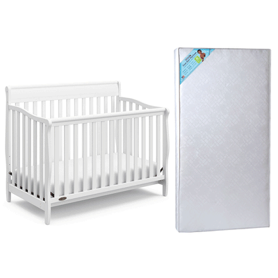 Graco Stanton 4 in 1 Convertible Crib, White & Kolcraft Fresh Start Mattress