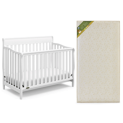 Graco Stanton 4 in 1 Convertible Crib, White & Sealy Soybean Foam Crib Mattress